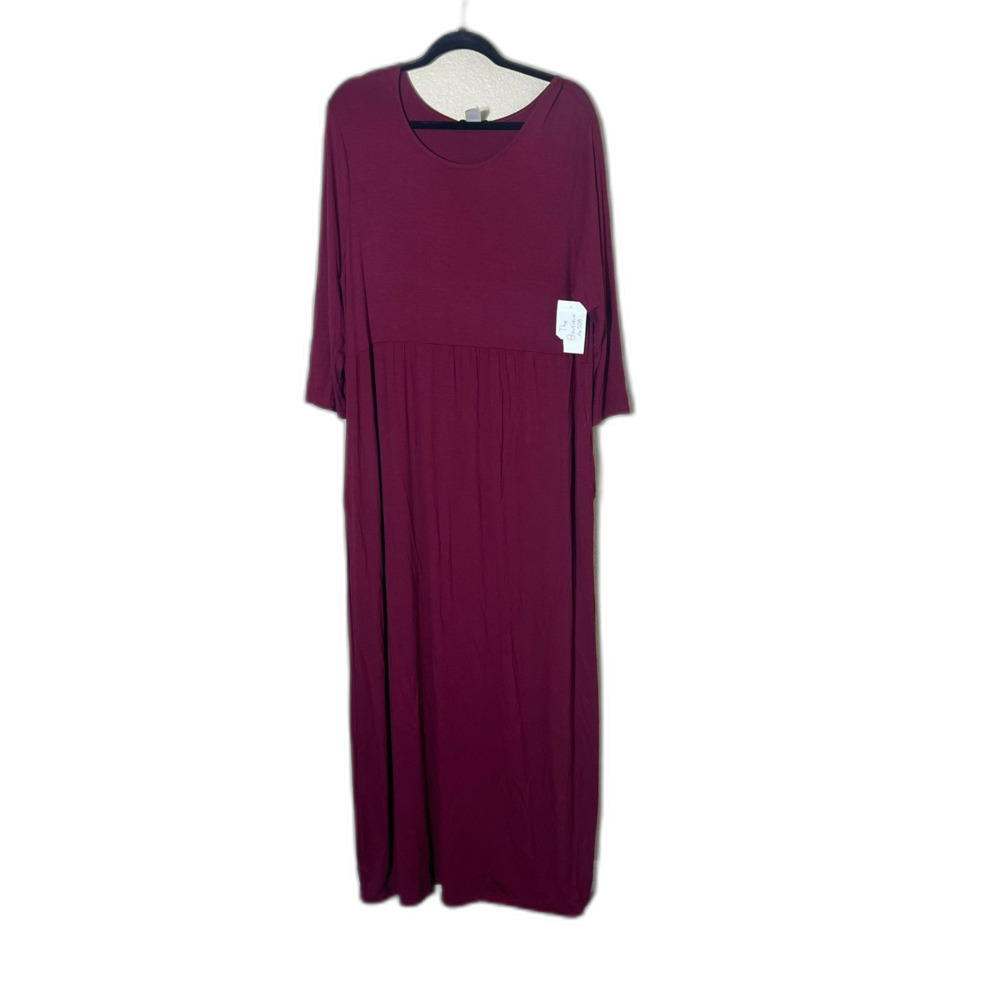 NWT Heimish USA Maxi Dress Rayon 2XL Tall Women Plus Comfort Purple Basic Layer